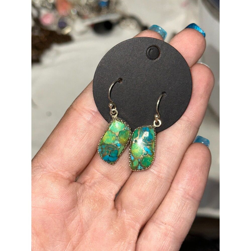 Green Mojave Turquoise .925 Sterling Silver Earrings